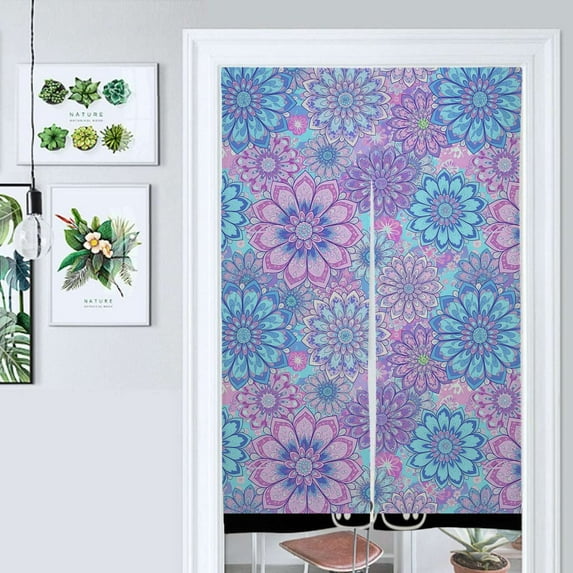Floral Mandala Pattern Door Curtain Nordic Living Room DoorCurtain Porch Partition Curtain Kitchen Rative Half Curtain