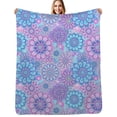 thumbnail image 1 of Floral Mandala Pattern Flannel Blanket Warm Soft Bedding Throws Winter Camping Chair Sofa Bed, 1 of 6