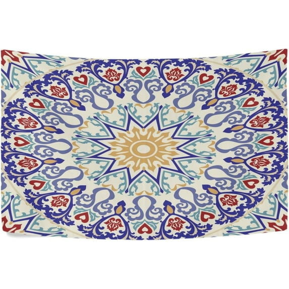 Floral Mandala Tapestry Wall Hanging Tapestries Happy Colorful Hippie Psychedelic Art Polyester Carpet Wall Decorative for Living Room Bedroom 60x51inch Home Decor Gifts