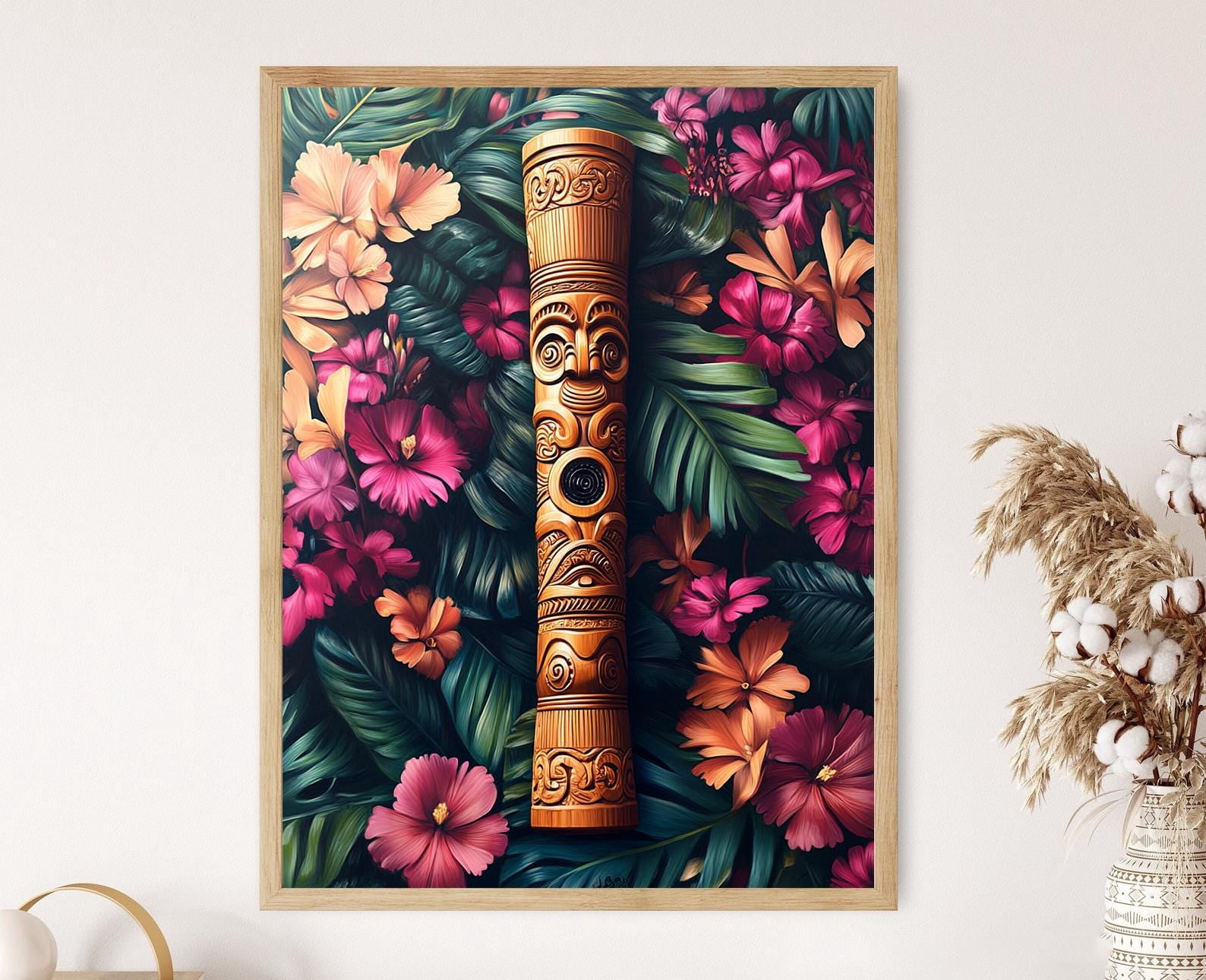 Floral Maori War Trumpet Pu Kaea Carving Background Poster , Poster ...