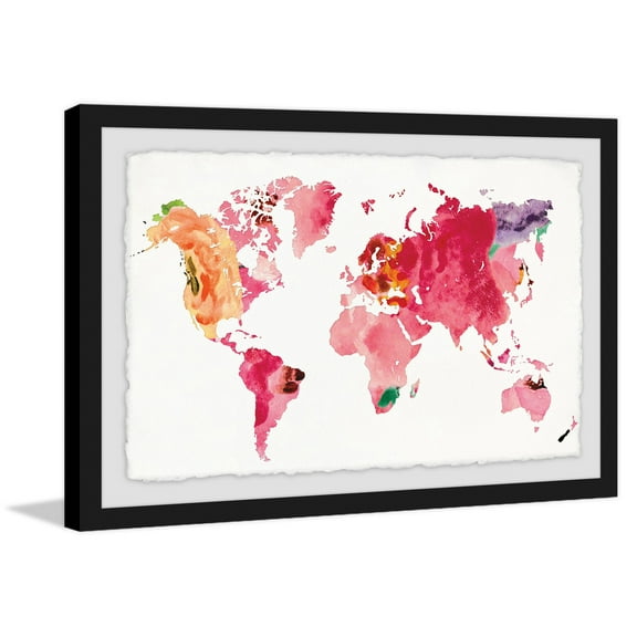 Floral Map Framed Painting Print