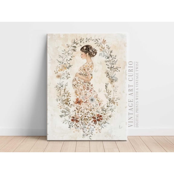 Floral Maternity Art Print, Boho Nursery Decor Home Decor #2690, 24x36 UNFRAMED