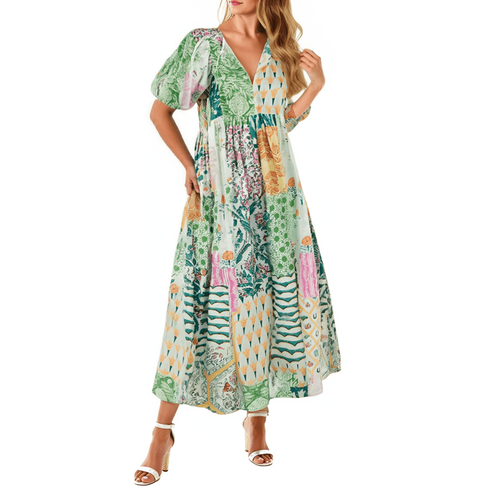 Women's Boho Floral Maxi Dress - Sleeveless Loose Fit Summer Beach Vacation Dress Plus Size