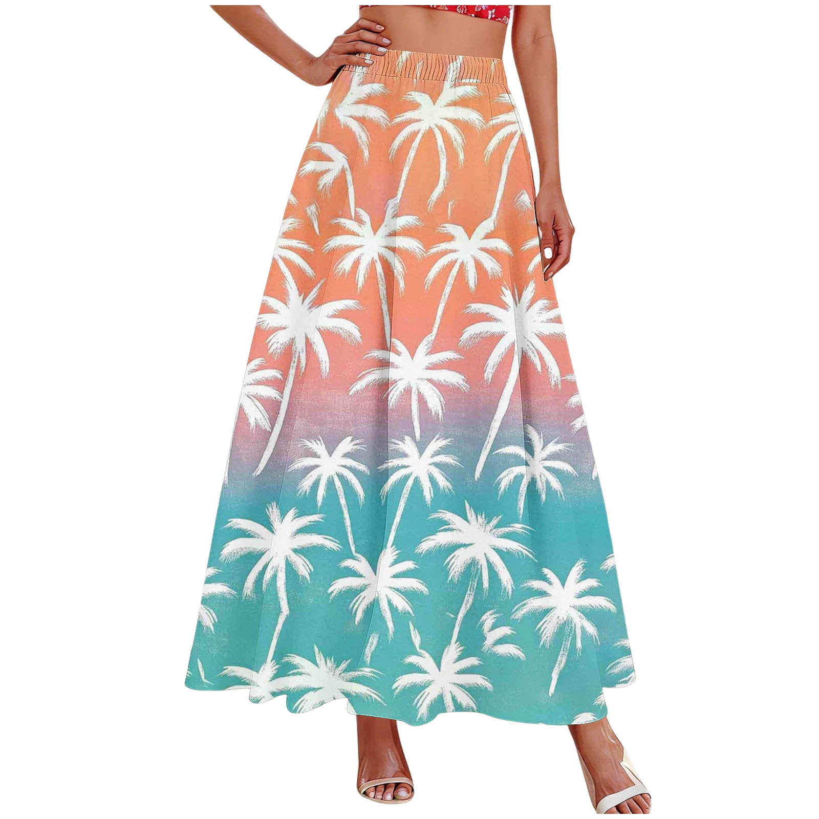 Floral Maxi Skirts for Women Summer Spring 2026 Elastic Waist Tiered ...