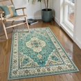thumbnail image 1 of Floral Medallion Area Rug - 3x5 Distressed Entry Throw Rug Turkish Indoor Accent Rug Non-Slip Washable Low-Pile Carpet for Entrance Living Room Bedroom Dining Table, Sky/Baby Blue, 1 of 8
