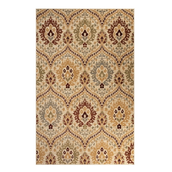 BNM Vintage Floral Damask Indoor Area Rug, 2' x 3', Camel
