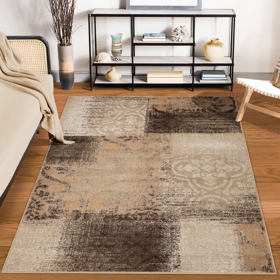 Floral Medallion Bristol Area Rug, 5' x 8', Beige-Camel