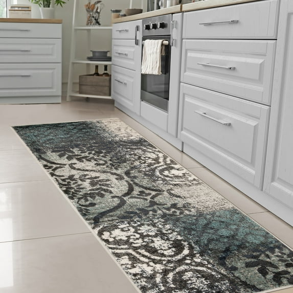 Floral Medallion Bristol Area Runner, 2'7" x 10', Rivulet