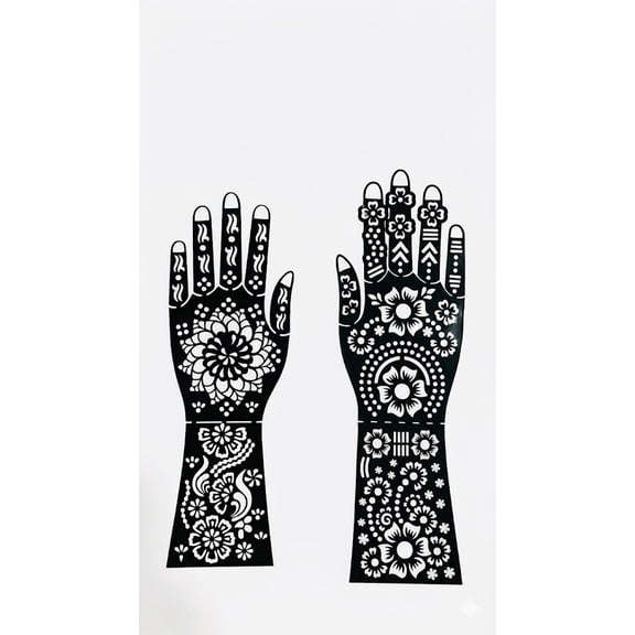 Floral Mehndi Hand Stencil Design Reusable Template for Wedding Festival Traditional Body Art Easy Apply Pattern for Women