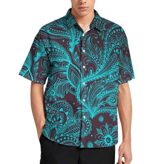 Floral Men's Short Sleeve Button Up Shirts Casual Regular-Fit Beach Summer Tops M-4XL