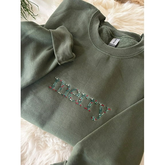 Floral Merry Christmas Embroidered Sweatshirt