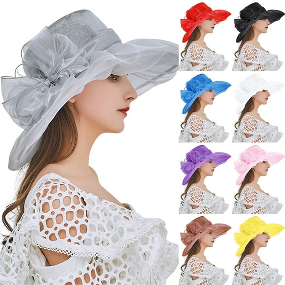 Floral Mesh Sunshade Hat for Women Wide Brim Dome Design Wedding and Fashion