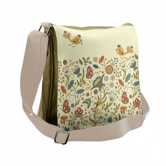 Floral Messenger Bag, Colorful Summer Petals, Unisex Cross-body, by Ambesonne