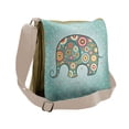 thumbnail image 1 of Floral Messenger Bag, Elephant with Flowers, Unisex Cross-body, by Ambesonne, 1 of 2