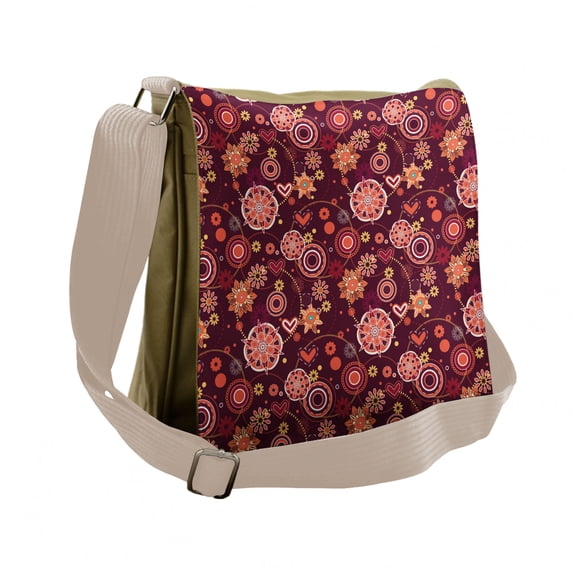 Floral Messenger Bag, Vintage Foliage Composition, Unisex Cross-body, by Ambesonne