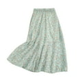 thumbnail image 1 of Floral Midi Skirt for Women High Waist Pleated A Line Skirt Casual Chiffon Long Skirt Summer Beach Outfit, 1 of 3
