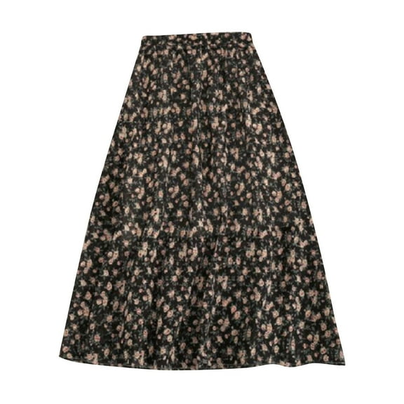 Floral Midi Skirt for Women High Waist Pleated A Line Skirt Casual Chiffon Long Skirt Summer Beach Outfit