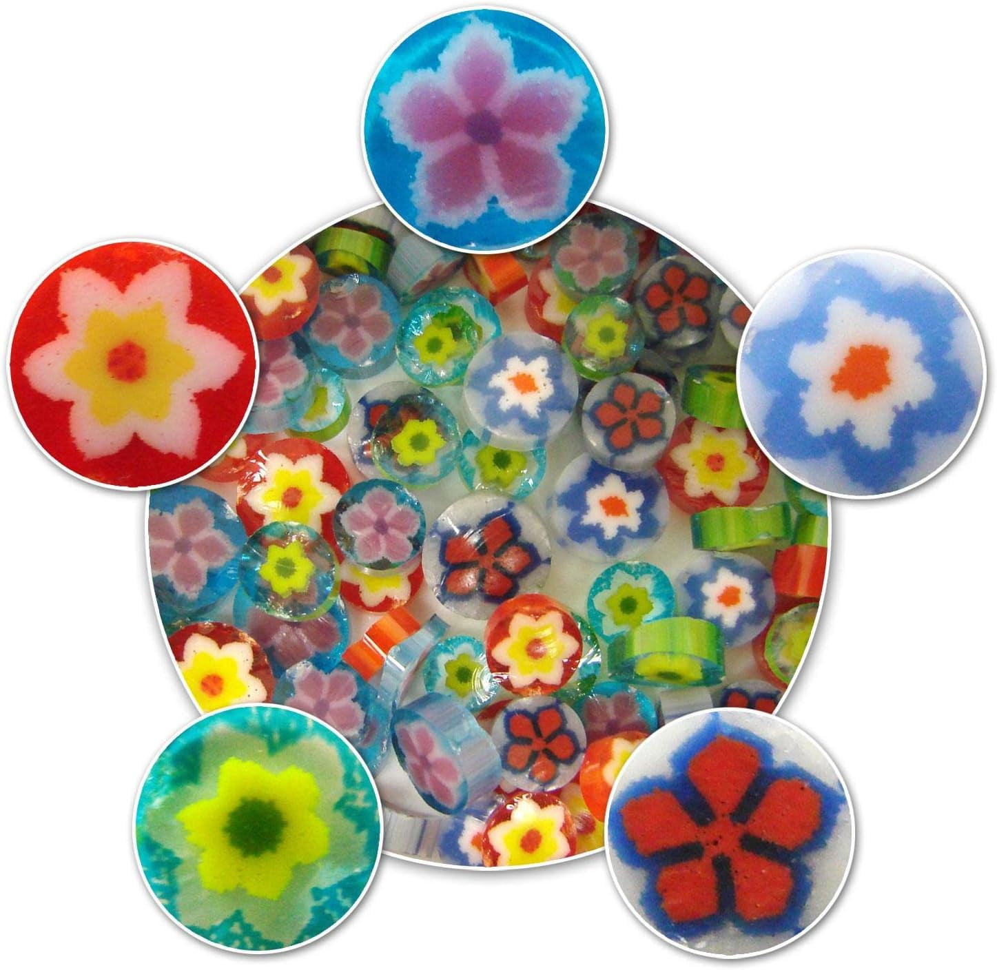 Floral Millefiori Glass Assortment - 90 COE Fusible Glass For Fusing, Flameworking & Mosaics 1 thumbnail image