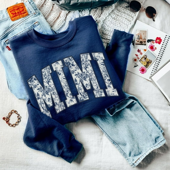 Floral Mimi Sweatshirt, Mimi Sweatshirt, Mimi Crewneck, Best Mimi Shirt, Toile De Jouy, Chinoiserie, Mother'S Day Gift, New Mom Gift, Mimi SWEATSHIRT All Size S-5XL