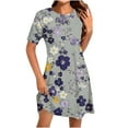 thumbnail image 1 of Floral Mini Dress for Women Summer Casual Short Sleeve V Neck Sundress with Pockets Lightweight Soft Dress, 1 of 4