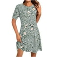 thumbnail image 1 of Floral Mini Dress for Women Summer Casual Short Sleeve V Neck Sundress with Pockets Lightweight Soft Dress, 1 of 4
