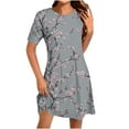 thumbnail image 1 of Floral Mini Dress for Women Summer Casual Short Sleeve V Neck Sundress with Pockets Lightweight Soft Dress, 1 of 4