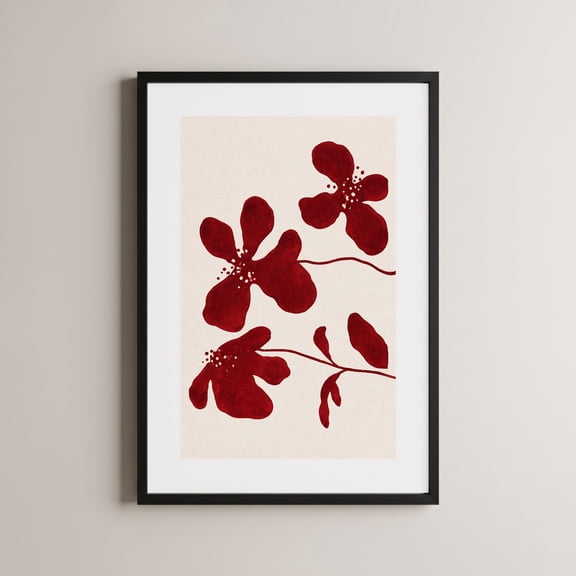 Floral Minimalist Wall Art Abstract Botanical Poster Modern Flower Poster, Poster Only