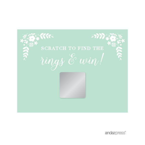 Koyal Wholesale Floral Mint Green Bridal Shower Game Scratch Cards, Women, 30-Pack