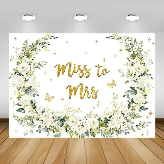 Floral Miss to Mrs Background Greenery White Floral Bridal Shower Backdrop Fall in Love Bridal Shower Decorations Wedding Party Decorations Bride to Be Engagement Banner Props 7x5Ft