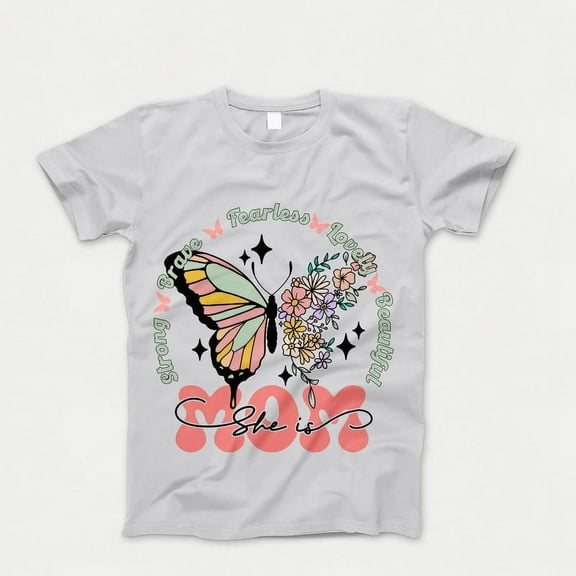 Floral Mom T-shirt, Cute Mom Tshirt, Retro Mother's Day Shirt, She Is Mom Tee, Gift for Mom, Mothers Day Outfit, Trendy Mama Crewneck