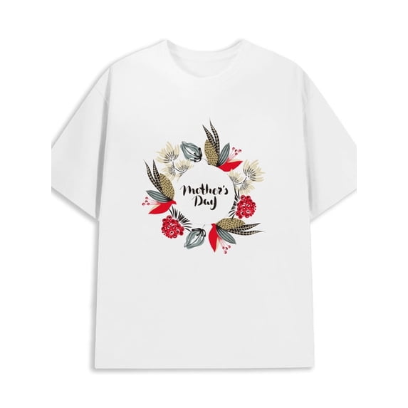 Greenink Floral Mom's Day for men 180G Cotton white Casual Unisex Shirt Cotton tshirts Basic Unisex Shirt Printed tshirts Basic Unisex Shirt Short Sleeve tshirts