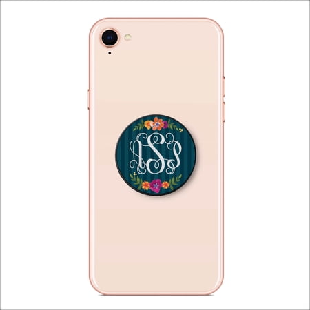 Floral Monogram Personalized Cell Phone Grip