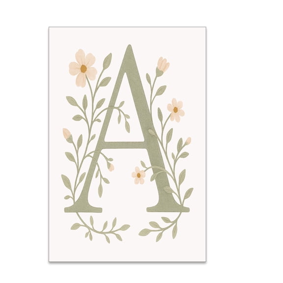 Floral Monogram Poster - 13x19 - Nursery Decor