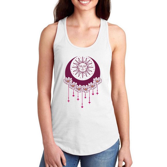 Floral Moon And The Sun Racerback Tank Women -Smartprints Designs, Female x-Small