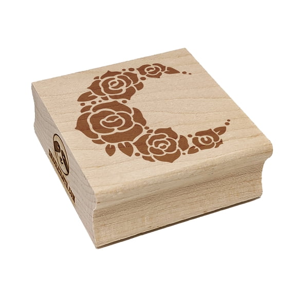 Floral Moon Roses Square Rubber Stamp Stamping Scrapbooking Crafting - Small 1.25in