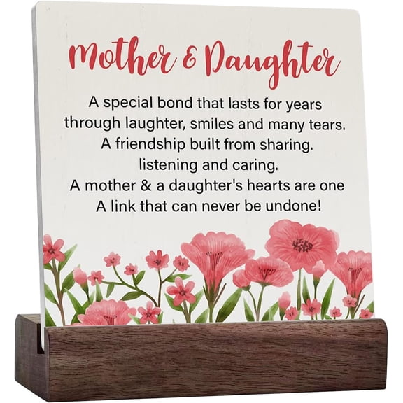 Floral Mother Ceramic Table Sign Rustic Mother And Daughter A Special Bond Ceramic Table Sign Decorative Sign Block Plaque For Home Bedroom Desk Table Shelf Decor