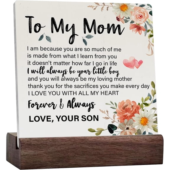 Floral Mother Ceramic Table Sign Rustic To My Mom I Love You Ceramic Table Sign Decorative Sign Block Plaque For Home Bedroom Desk Table Shelf Decor