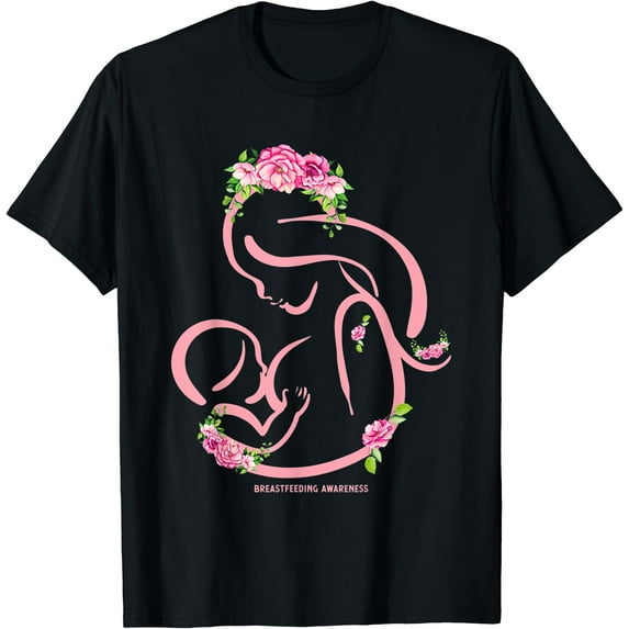 Floral Mother Graphic T-Shirt for Breastfeeding Awareness and Support
