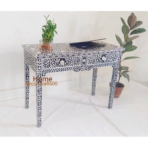 Floral Mother of Pearl Inlay Console Table - Handmade Indian Furniture