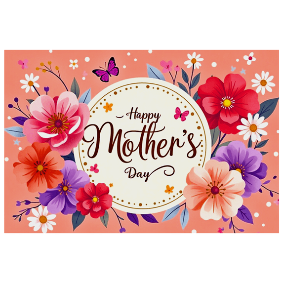 Floral Mother's Day Banner Butterfly Decorative Design Polyester Material Easy Setup for Home Decoration Event Celebration