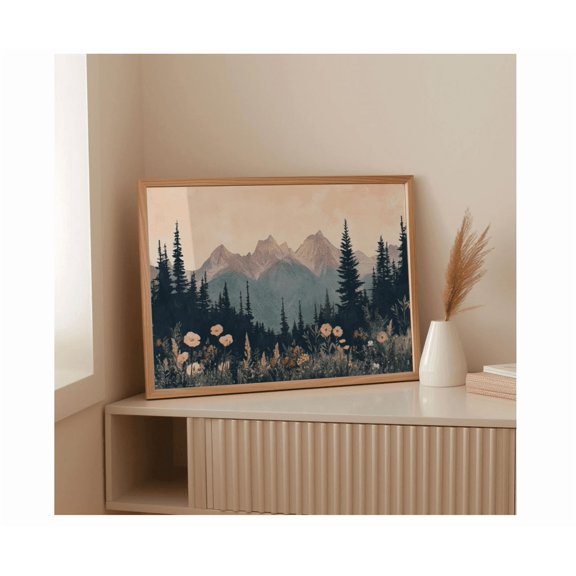 Floral Mountain Forest Wildflower Meadow Cottagecore Wall Art