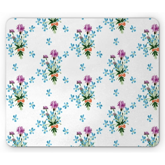 Floral Mouse Pad, Colorful Spring Time Painting of Endemic Flowers Blooming on a Plain Backdrop, Rectangle Non-Slip Rubber Mousepad, Multicolor, by Ambesonne