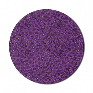 Floral Mouse Pad for Computers, Ornamental Pattern of Plenitude Blooming Lilac and Yellowish Stamens Scene, Round Non-Slip Thick Rubber Modern Mousepad, 8" Round, Purple and Marigold, by Ambesonne