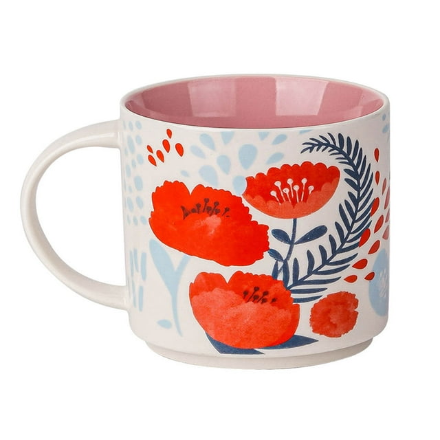 Floral Mug Latte Cup Coffee Drinking Glasses Porcelain Espresso Cups ...