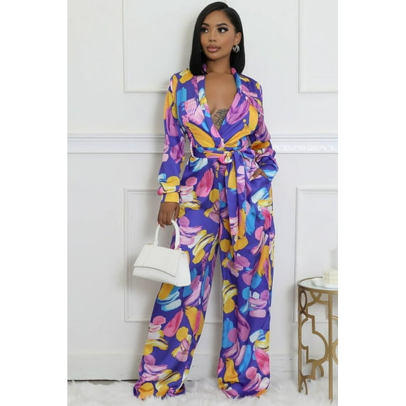 Floral Multi Color Jumpsuit (S, MultiPurple)