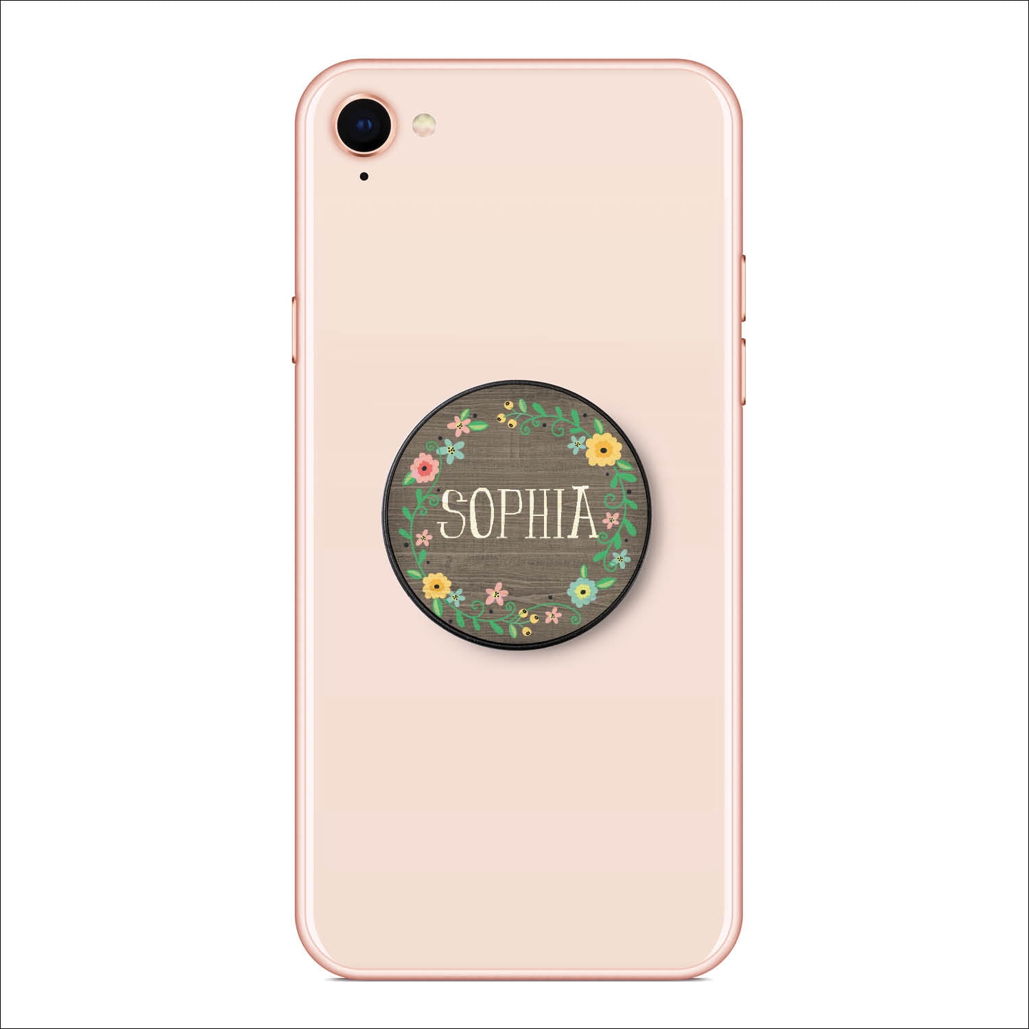 Floral Name Personalized Cell Phone Grip