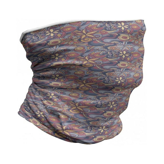 Floral Neck Gaiter, Colorful Blooms Curls, Unisex, Multicolor, by Ambesonne