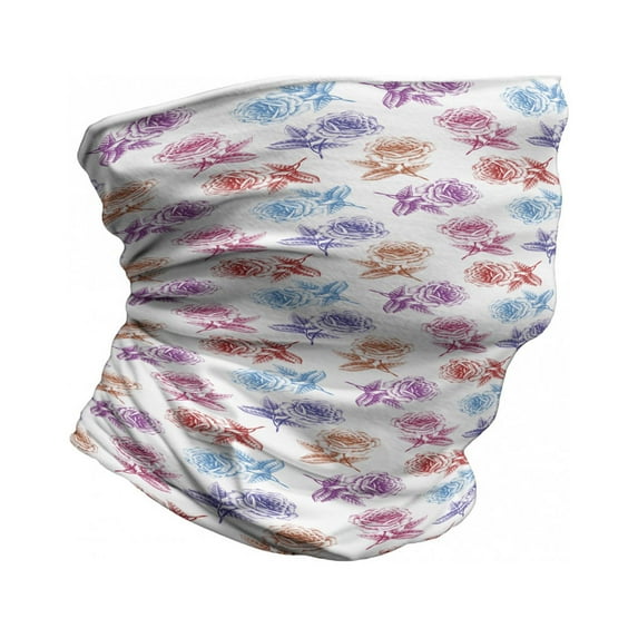 Floral Neck Gaiter, Romantic Blossoming Nature, Unisex, Multicolor, by Ambesonne
