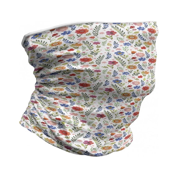 Floral Neck Gaiter, Thriving Nature Petal Leaf, Unisex, Multicolor, by Ambesonne