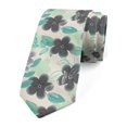 thumbnail image 1 of Floral Necktie, Abstract Nostalgic Retro, Dress Tie, 3.7", Charcoal Grey Mint Green, by Ambesonne, 1 of 3
